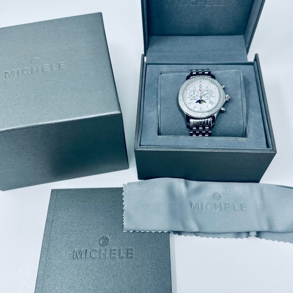 RARE MICHELE MOON PHASE JETWAY WATCH - Picture 3 of 10